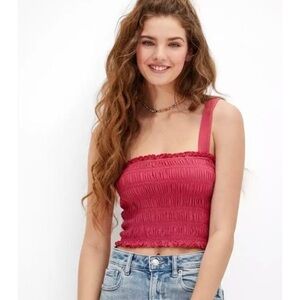 AE Smocked Cropped Tank Top S